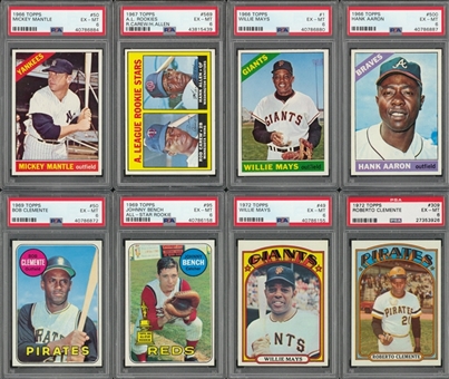 1962-1972 Topps Hall of Famers PSA EX-MT 6 Collection (12 Different) Including Mantle, Mays and Clemente